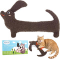 Refillable Catnip Toy for Indoor Cats Kitten, Natural Catnip & Silvervine Safe Teeth Cleaning Kitty Kicker Toy 15In, Crinkle Sound Interactive Cat Nip Chew Toys, Brown