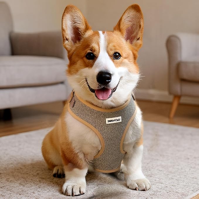 No Pull Dog Vest Harness for Small&Medium Dogs, Side Clip Adjustable Pet Vest, Soft Breathable, Fashion Dog Harnesses for Walking, Running, Shopping (Taupe, L)