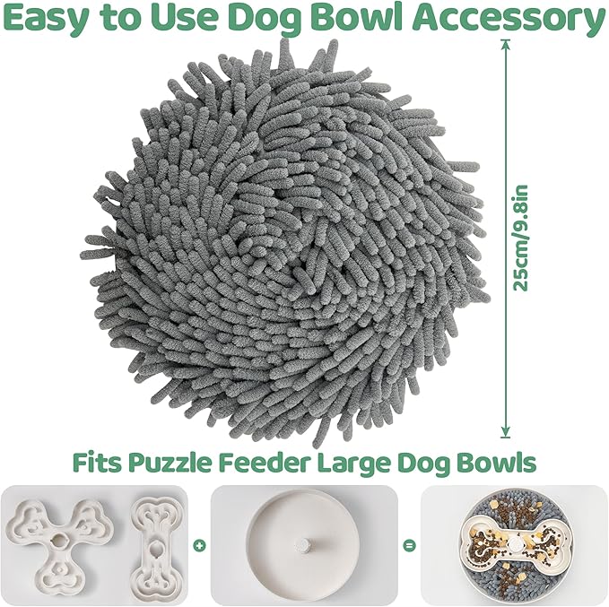 Puzzle Feeder Slow Feeder Dog Bowl Insert & Snuffle Mat 2-in-1, Machine Washable Food Puzzle for Large Dogs, Soft Feeder Insert to Slow Eating