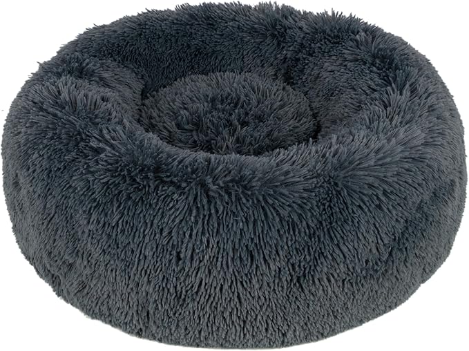 Best Pet Supplies Dog House Bed Crate Mat Tent Indoor Round Soft Plush for Small, Medium, and Large Breeds - Gray, 24 x 24 x 7