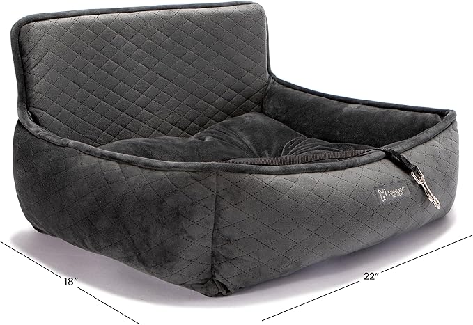 NANDOG Dog Car Seat in Charcoal Gray - Ultra Soft Plush Fabric for - Secure & Modern Design - Perfect for Small/Medium Dogs