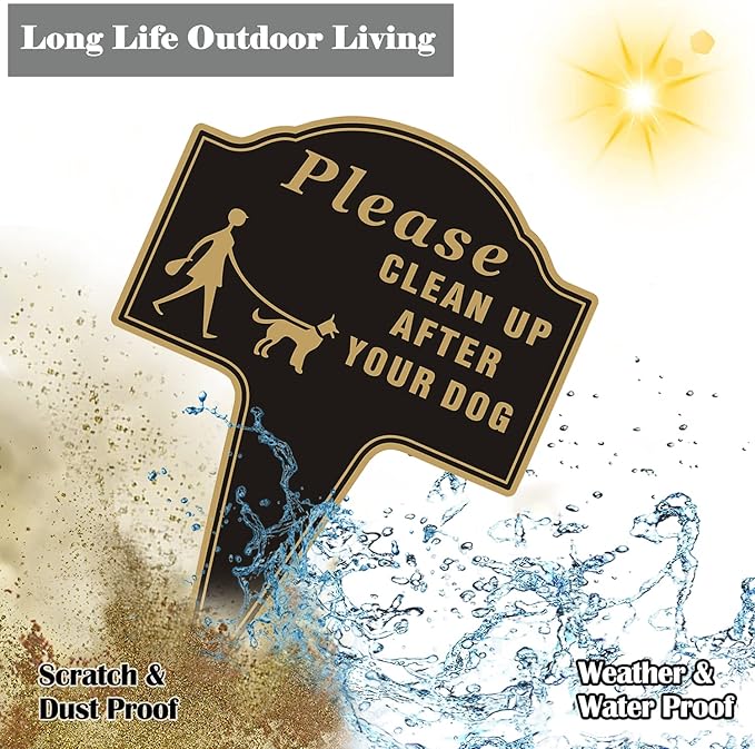 Clean Up After Your Dog Sign, Yuntarda 2-Pack 10”x14” No Poop Signs for Lawn No Pooping Dog Signs For Yard with Stake Double Sided Yard Sign Easy Install for Outdoor Use