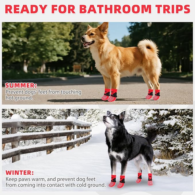 KOOLTAIL Dog Socks for Hot/Cold Pavement, Breathable & Warm Dog Socks to Prevent Licking Paws, Non Slip Pet Boots & Paw Protectors for Hardwood Floor,Grippy Shoes for Medium Senior Dogs