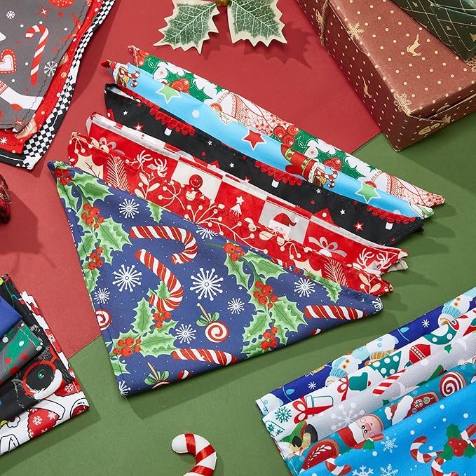 Reginary 72 Packs Christmas Dog Bandanas Bulk Santa Pet Scarf Bibs Triangle Dog Bibs Adjustable Bandana for Pet Costume Accessories