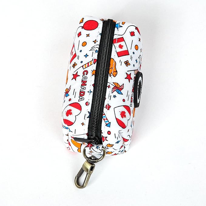 Organic Cotton Dog Poop Bag Holder for Leash Brass Hardware Waste Bag Dispenser Pet Waste Management Solution
