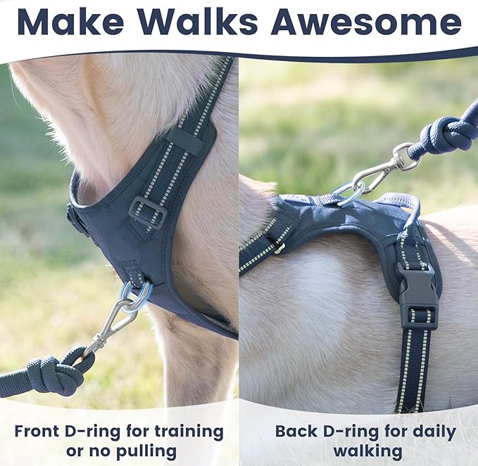 No Pull Dog Harness, Reflective Puppy Vest for Small Medium Large Sized Dog(Prussian Blue,XS)