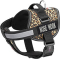 Dogline Unimax Dog Harness Vest with Nose Work Patches Reflective No-Pull, Adjustable Straps, Breathable Neoprene for Medical, Service, Identification and Training Dogs Girth 22 to 30" Leopard Brown