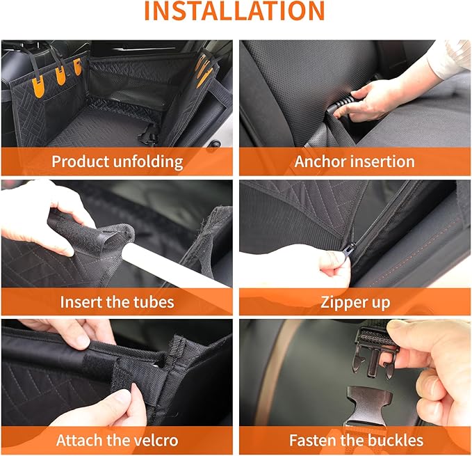 Dog Car Seat for Large Dogs & Medium Dogs Up to 110 lbs - Pet Backseat with Waterproof Cover, Adjustable Safety Belt, Breathable Mesh & Storage Pocket - Back Seat Extender for SUV, Sedan, Truck