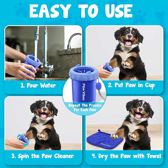 Happy Paws Dog Paw Cleaner, Dog Paw Washer, Paw Muddy Paw Cleaner for Small Breed Dogs Towel, Blue-Huge Price Drop-While Supplies Last