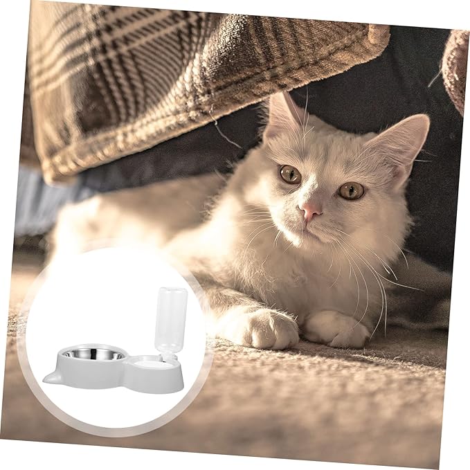 Yardwe Automatic Pet Feeder Bowl Dual-use Water and Food Dispenser for Dogs and Cats Spill Design Convenient Bottle Easy to and Maintain for Indoor Use