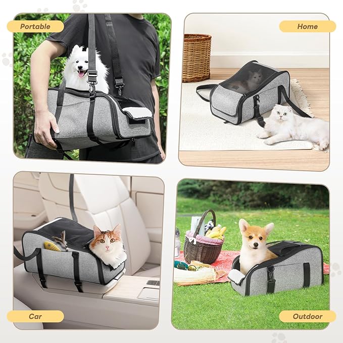 X-ZONE PET Dog Car Seat Pets Center Console Portable Booster Seats with Washable Cushion Safety Belt for Small Cats Suitable for Small Pets Up to 9 Lbs