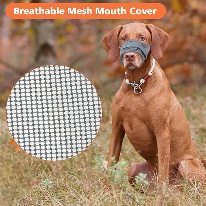 Coppthinktu Soft Dog Muzzle, Breathable Mesh Muzzle for Small Medium Large Sized Dog Mouth Cover, Adjustable Muzzles to Prevent Biting Barking Dogs Mouth Cover Allows Drinking (Grey XXL)