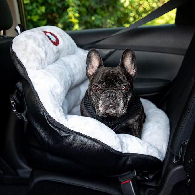 PupSaver Dog Car Seats for Small and Medium Dogs | Crash-Tested Dog Bed for Cars | Compatible with Seat Belt Harness | Ideal for Dogs Up to 30lbs | Soft and Safe (Snow Leopard)