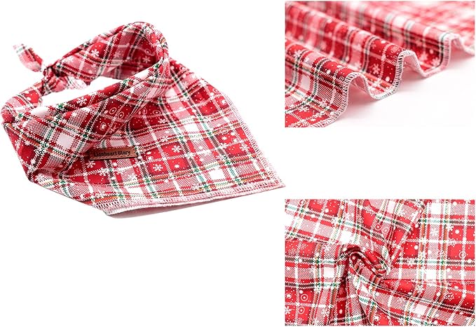Lionheart glory Dog Bandana 1 Pack Washable Soft Cotton Christmas Plaid Bibs Scarf, Adjustable Kerchief Square Dog Bandanas for Large Dogs