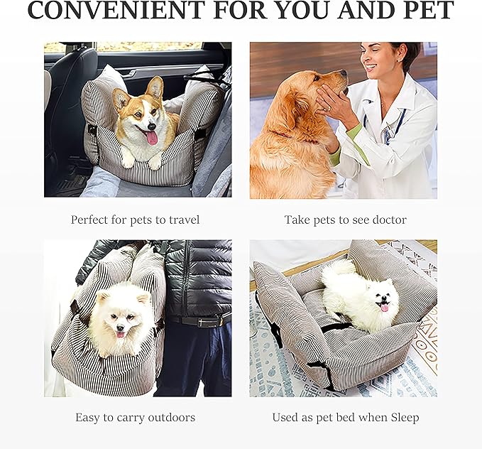 Dog Car Seat Pet Car Seat for Small Medium Large Dogs Dog Booster Seat for Safe and Comfortable Car Travel Dog Car Bed and Travel Bed White and Brown 20 * 30 in National Pet Day