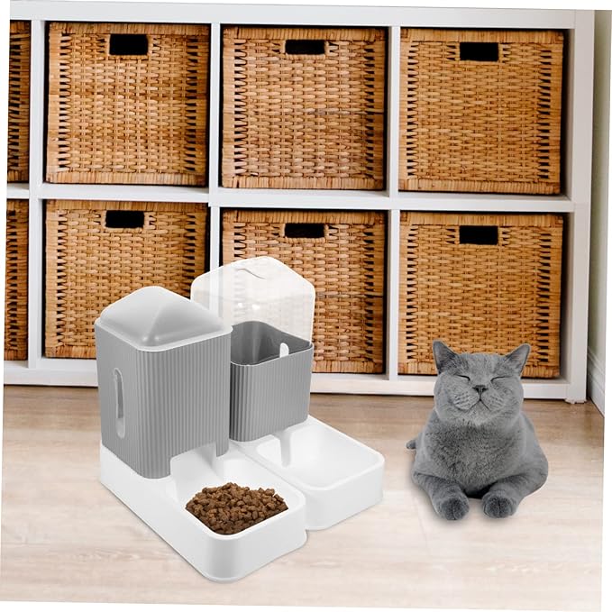 BESPORTBLE Automatic PET Feeder and Water Dispenser Set for Cats and Dogs 2-Piece Cat Bowl Set Waterproof Design Adjustable Feeding Schedule Material