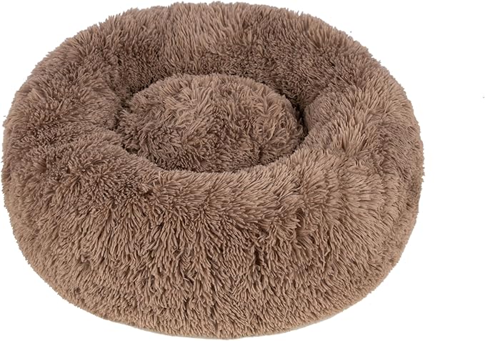 Best Pet Supplies Dog House Bed Crate Mat Tent Indoor Round Soft Plush for Small, Medium, and Large Breeds - Caramel, 30 x 30 x 8