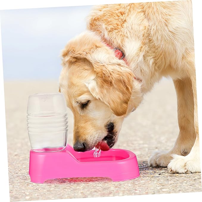 Pet Water Feeder Bowl with Non Tip Design High Density Safe Material Smooth Surface Automatic Drinking Tool for Puppies and Dogs Pink