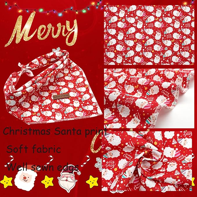 Elegant Little Tail Dog Bandana for Christmas - 1PC Adjustable Soft Washable Square Dog Scarf for Small to Large Dogs
