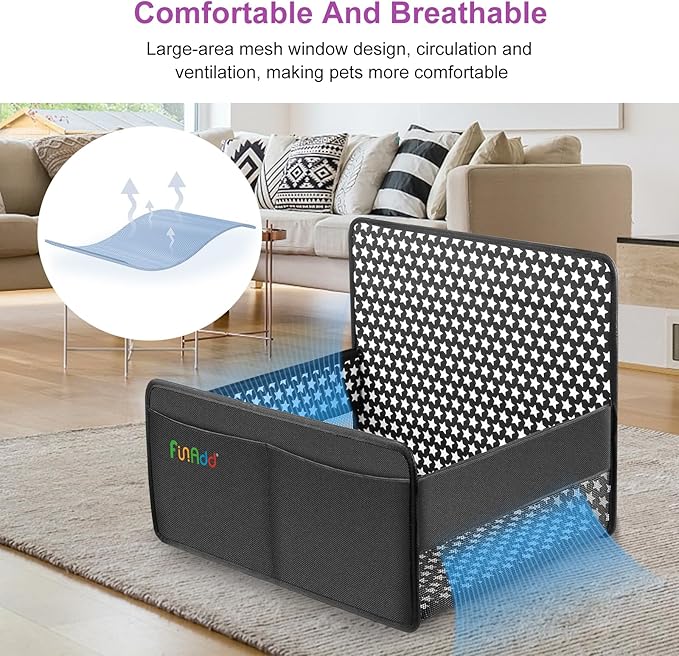 Dog Car Seat, Foldable Dog Car Seat for Small Medium Dogs, Soft Pet Booster Seats with Mesh Window and Storage Pocket, Breathable Oxford Travel Bag Black