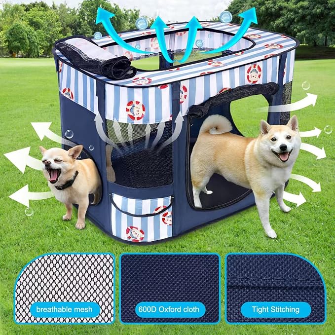 Foldable Dog Playpen Indoor,Expandable Puppy Playpen,Portable Pet Playpen for Small Animals,Waterproof Exercise Kennel Tent Crate for Travel,Camping, Home & Outdoor Use