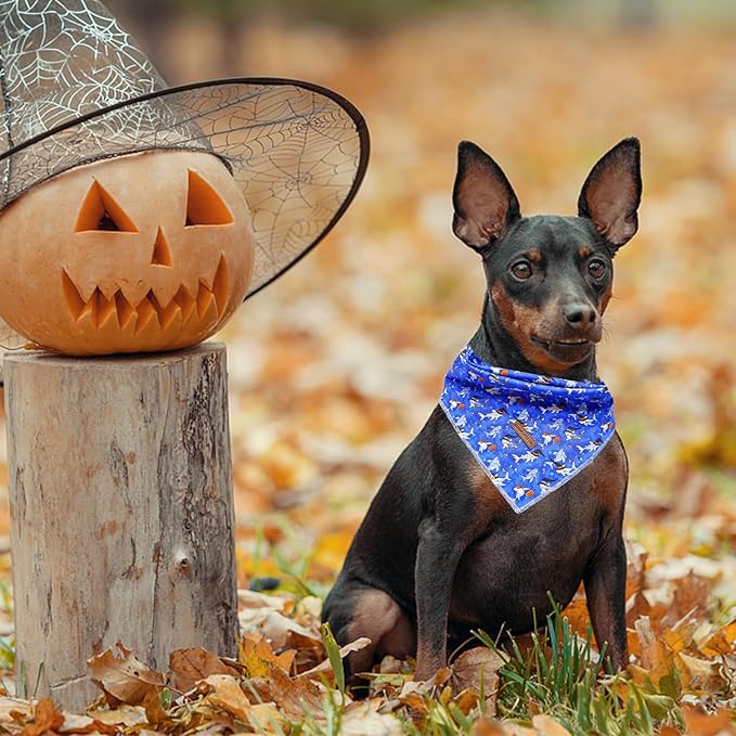 Elegant little tail Fall Dog Bandana, 1PC Girl Boy Dog Bandanas Halloween Bib Scarf Soft Washable Square Dog Scarf Adjustable Dog Kerchief for Small Medium Large Dogs