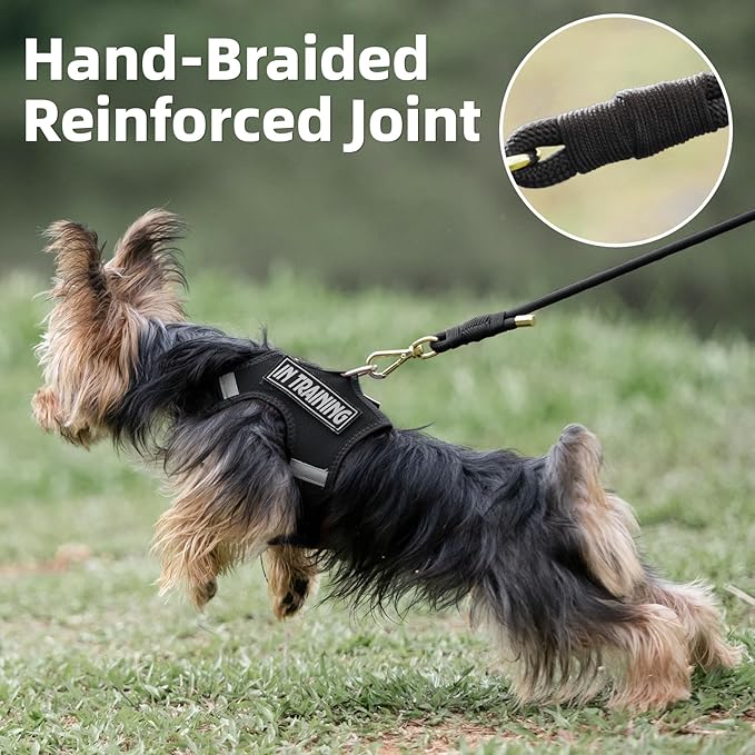 Durable Handwoven Dog Leash for Small & Medium Dogs, 5/16 inch Rope Lead with Anti-Tangle Swivel Clip, Soft & Lightweight, 5FT Long – Ideal for Daily Walking & Training (Black)