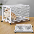 Gardner Pet 30 Inch Collapsible Diamond Mesh Dog Kennel, No Assembly Metal Dog Crate with 4 Lockable Wheels,Removable Tray,Portable Dog cage for Small/Medium Dogs(50-70 lbs) Indoor Outdoor Use