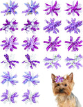 PET SHOW 20 Pack/10 Pairs Purple Curly Dog Hair Bows with Rubber Bands for Small Medium Dogs Girl Boy Spiral Puppy Swirl Topknot Cat Holiday Hair Accessories Pet Favor Gift(Purple)