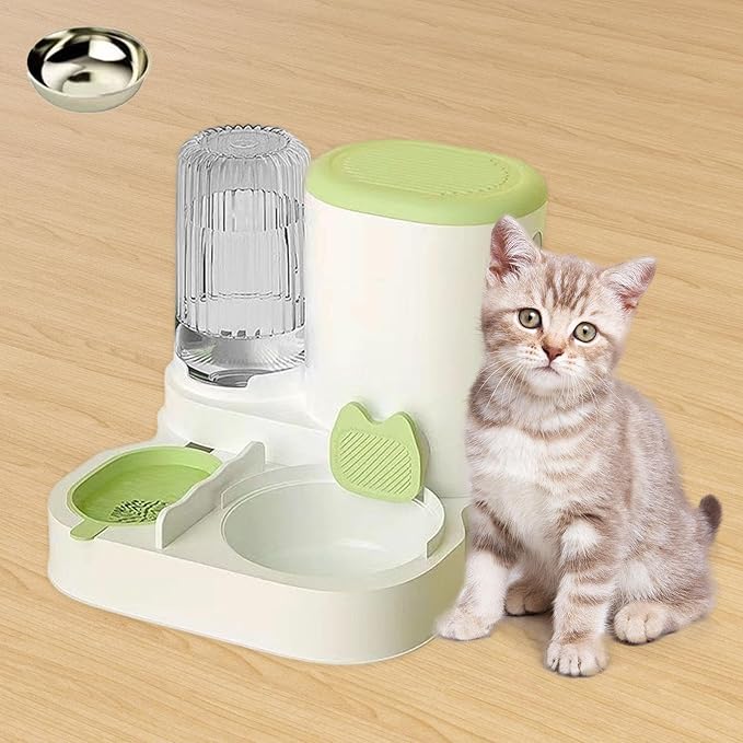 Automatic Dog Feeder and Water Dispenser Automatic Pet Feeder Compact Pet Supplies Travel Supply Food Feed Dog Bowl for Puppy, Green