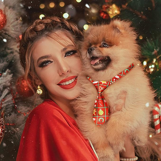 Segarty Dog Ties, 10 PCS Dog Bow Ties Christmas with Adjustable Collar, Pet Neckties for Small Pets, Puppy Neck Bowties Cats Grooming Bows Bulk for Photography Holiday Wedding Party Gift