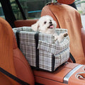 Dog Car Seat for Small Dogs - Portable Center Console Booster Seat with Anti-Collapse Design & Safety Tethers, Pet Travel Carseat Up to 15 lbs -Grey