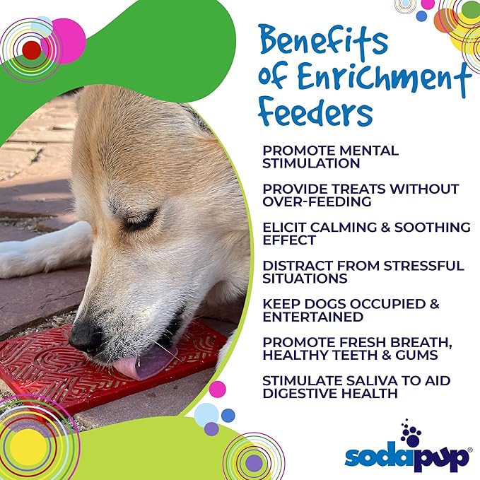 SodaPup Love eMat – Durable Lick Mat Feeder Made in USA from Non-Toxic, Pet-Safe, Food Safe Rubber for Mental Stimulation, Avoiding Overfeeding, Fresh Breath, Digestive Health, Calming, & More