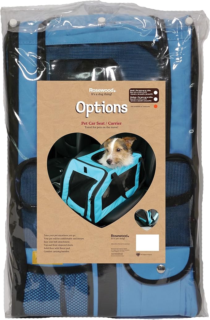 Rosewood Options Pet Car Seat Carrier, Medium, Aqua
