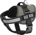 Dogline Unimax Dog Harness Vest with Nose Work Patches Reflective No-Pull, Adjustable Straps, Breathable Neoprene for Medical, Service, Identification and Training Dogs Girth 18 to 25" Gray