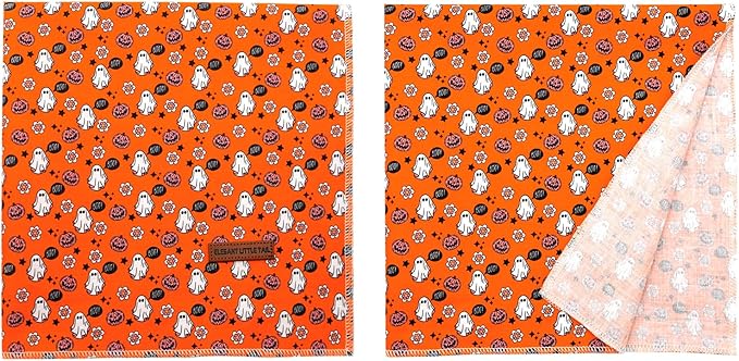 Elegant Little Tail Fall Girl Boy Dog Bandana - Halloween Bib Scarf, Soft, Washable Square Scarf - Adjustable Dog Kerchief for Small, Medium, Large Dogs