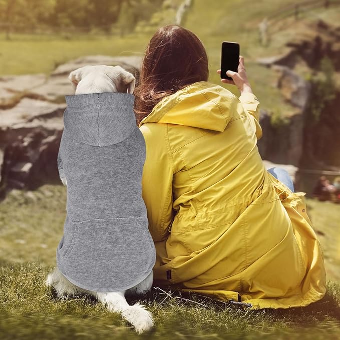 Dog Sweaters for Large Dogs,Dog Hoodie Sweater Solid Soft Brushed Fleece Pet Clothes Hoodie Sweatshirt with Pocket(Grey-XL)