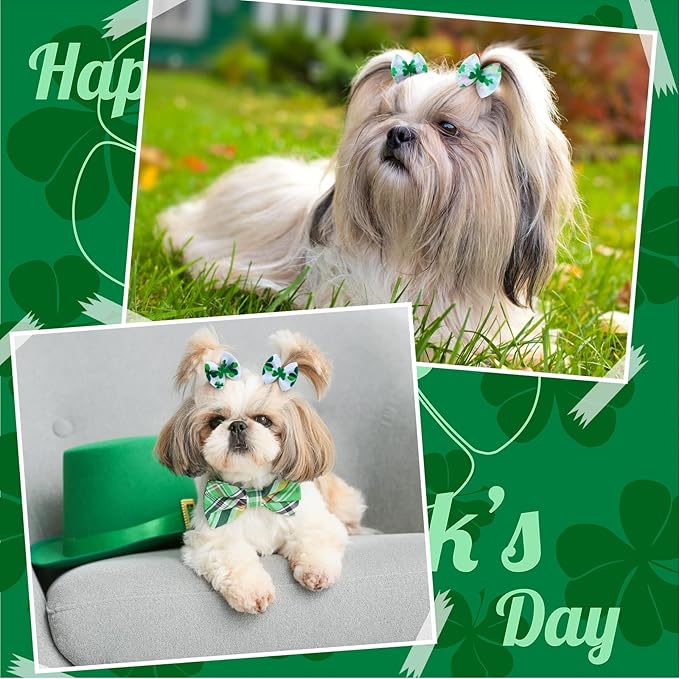 Weewooday 70 Pcs Dogs Hair Holiday Dog Bows Bowtie with Rubber Band Pet Hair Accessories Puppy Bowknot Topknot Pet Grooming Bow for Holiday Christmas Small Puppy Decor(Chic Style)