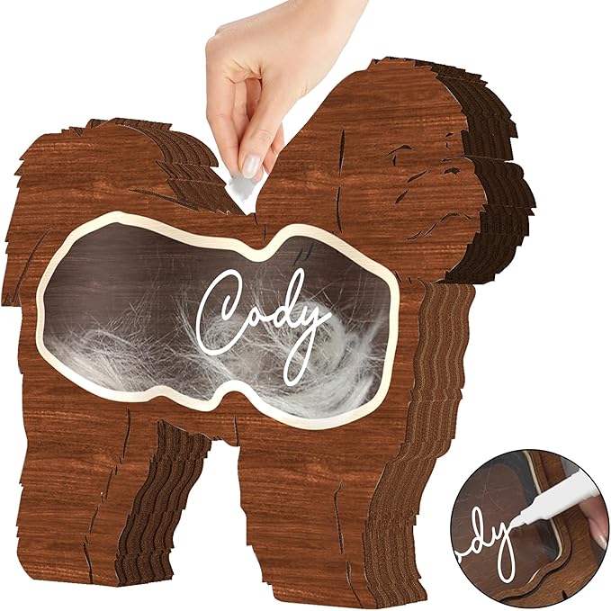 Shih Tzu Hair Keepsake Box Wooden Pet Urns Gifts Unique Shape Standable Tabletop Decor Pet Dog Memorial Idea Gift for Pet Lover Family Friends Storing Hair Teeth Ashes