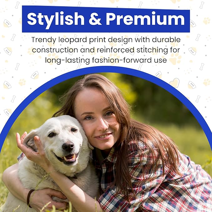 Leopard Dog Collar - Glow in The Dark USB Collar with Rechargeable Battery + Waterproof Design - Light Up Dog Collar - Blue (Large Size)