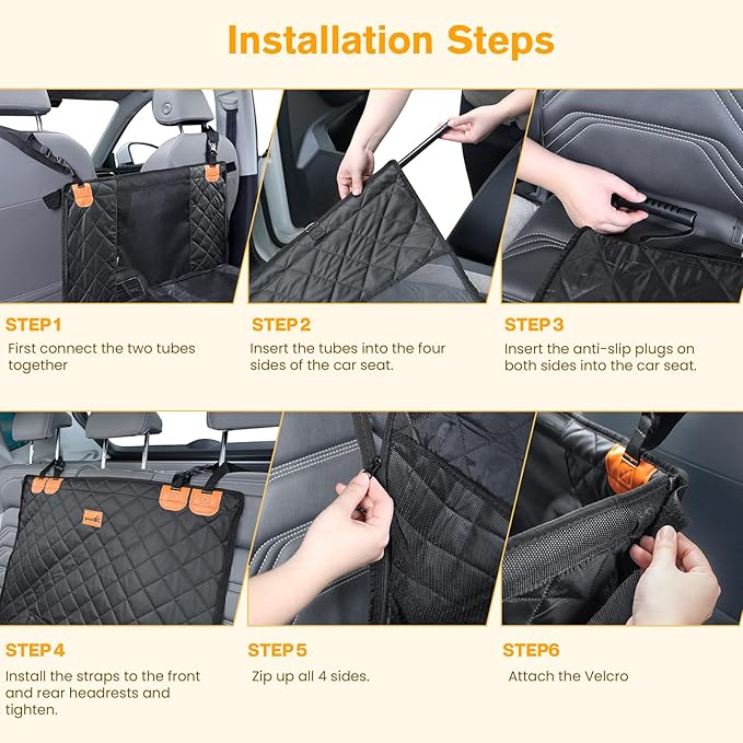 Pecute Dog Car Seat, Back Seat Extender for Dogs, Upgraded Sofa Leather, Breathable Mesh Sides, Hard PVC Panels Bottom Support to 330 lbs, for Cars/Mid-Size SUV/Small Truck