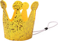 Glitter Dog Birthday Crown, Cat Birthday Hat for Small Dogs, 3.5 Inch Glitter Mini Tiara with Adjustable Strap, Lightweight Felt Headwear for Puppy Milestone Party or Gotcha Day Gold