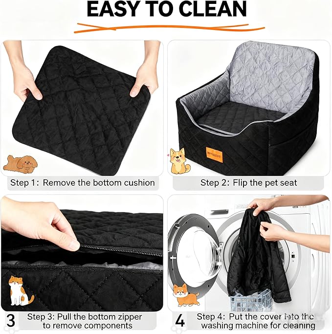 The netsekepet Suitable for Dogs Weighing 35 to 38 pounds Thick-Padded Memory Foam car Seats Suitable for Medium-Sized Dogs, Detachable and Washable, Storage Bags, 2 seat Belts