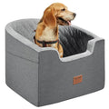 VEVOR Dog Car Seat, Waterproof Dog Booster Seat for Car with a Storage Pocket, Clip-On Safety Leash and Sponge Filling, Pet Bed for Small & Medium Dogs up to 55lbs, Gray