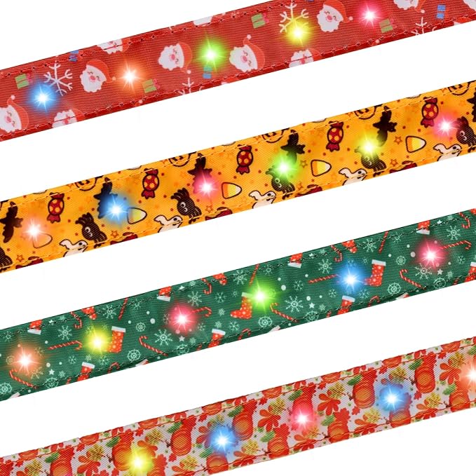 Halloween Light Up Dog Collar, LED Dog Collar Glow in The Dark - USBC Rechargeable, 3 Flashing Modes, Fashionable Cute Glowing Dog Light Up Collars for Medium Large Dogs, L