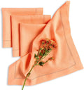 Solino Home Linen Cloth Napkins Set of 4-100% Pure Linen Coral Dinner Napkins 20 x 20 Inch for Valentines - Classic Hemstitch, Handcrafted and Machine Washable