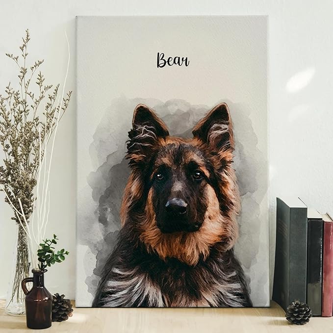 Pet Portrait from Your Photos - Dog Memorial Gifts for Loss of Dog, Personalized Gift for Her Birthday, Pet Memorial Gift for Dog, Gift for Women/Men, Cat & Dog Portrait, Classic Watercolor