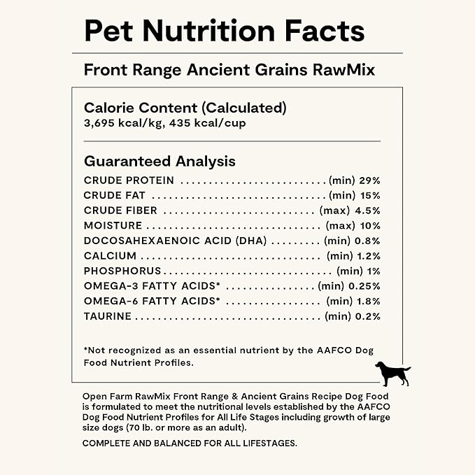 Open Farm, RawMix Dry Dog Food with Ancient Grains, Protein-Packed Kibble Coated in Bone Broth with Freeze Dried Raw Chunks, Beef Pork & Lamb, Front Range Recipe, 3.5lb Bag
