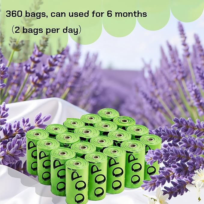 Dog Poop Bags Rolls with Dispenser - Scented & Leak-Proof Dog Waste Bags in Green/Black, 13x9 Inch Extra Large Poop Bags for Dogs, 120/360/630 Counts