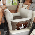Dog Car Seat for Small Dogs,Waterproof Dog Booster Car Seat with Storage Pockets,Pet Carseat Puppy Travel Carrier Bed,Thickened Memory Foam Filling, Beige & Brown